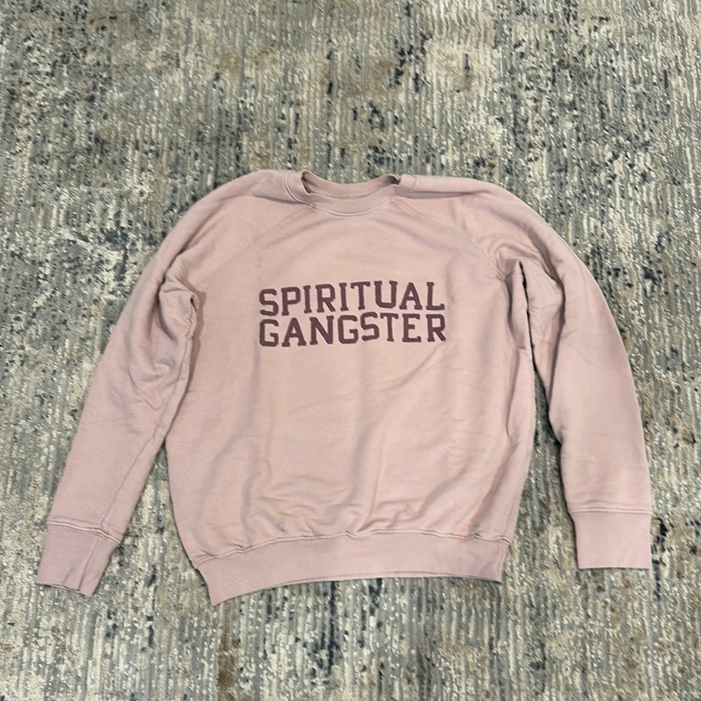 SPIRITUAL GANGSTER Varsity Classic Graphic Crewneck Sweatshirt Size Medium